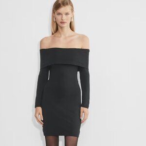 $98 Aritzia Contour Castoro Dress Black Mini Bodycon dress size Large